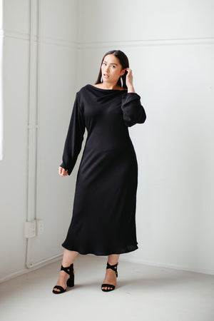 Toa – Long Sleeve Cowl Neck Dress in ...